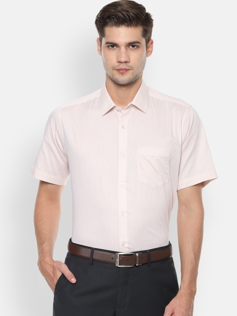 

Van Heusen Men Pink & Off-White Striped Regular Fit Formal Shirt