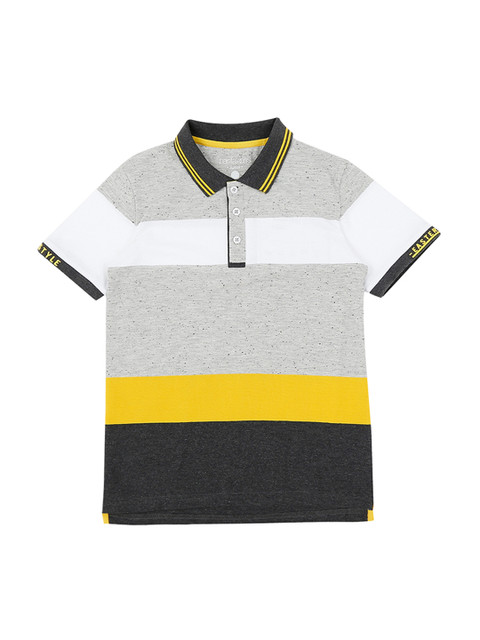

Pantaloons Junior Boys Yellow Colourblocked Polo Collar T-shirt
