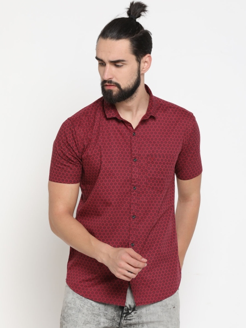 

SHOWOFF Men Red Slim Fit Printed Casual Shirt