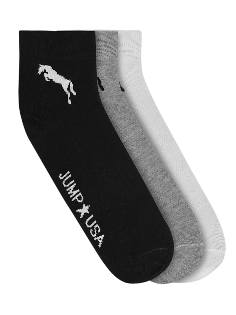 

JUMP USA Men Pack Of 3 Solid Ankle Length Socks, Black
