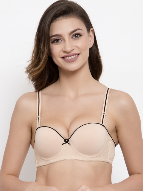 

Friskers Beige Solid Underwired Lightly Padded Balconette Bra OO-537-09
