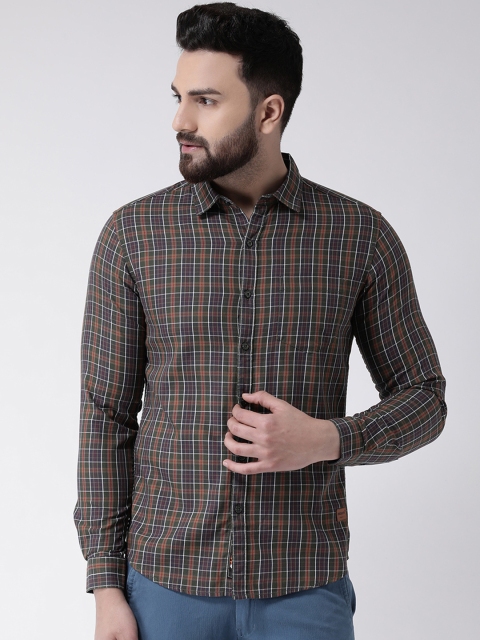 

Club York Men Green & Beige Slim Fit Checked Casual Shirt
