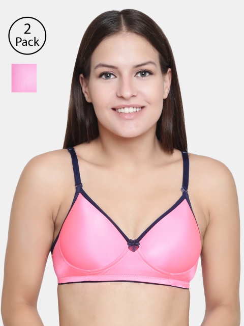 

Floret Pack of 2 Solid Non-Wired Lightly Padded T-shirt Bras T3016, Coral