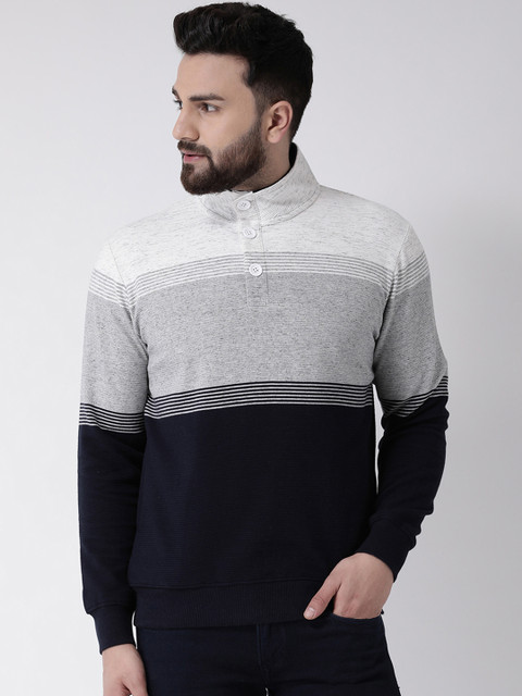 

Club York Men Navy Blue & Grey Colourblocked Sweatshirt