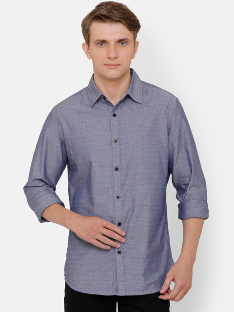 

AweTRend Men Purple Slim Fit Self Design Casual Shirt
