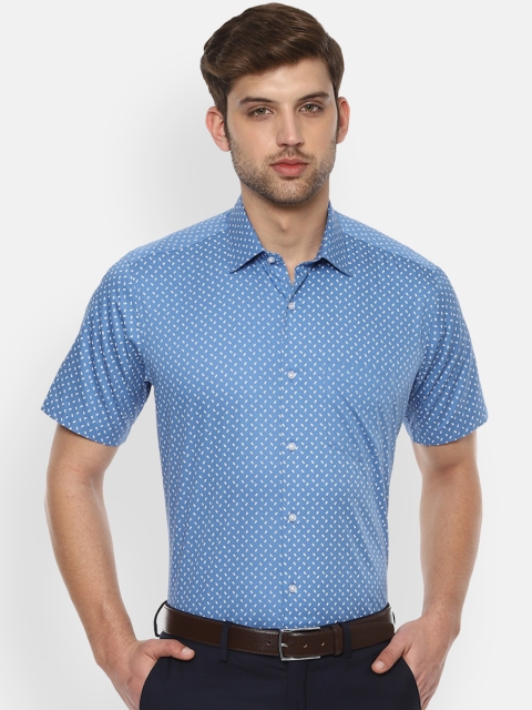 

Van Heusen Men Blue & White Regular Fit Printed Formal Shirt