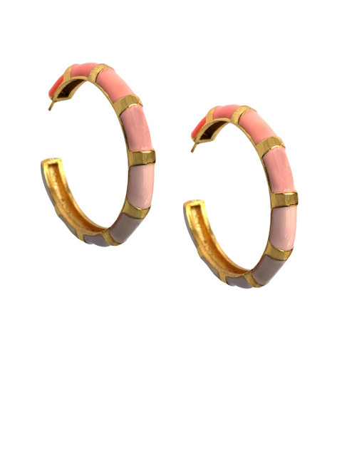 

Foxy Sperks Peach-Coloured Circular Half Hoop Earrings