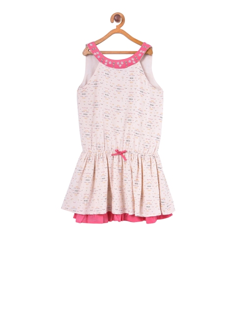 

Miyo Girls Pink Printed Drop-Waist Dress