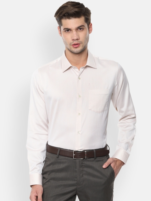 

Van Heusen Men Cream-Coloured Printed Regular Fit Formal Shirt