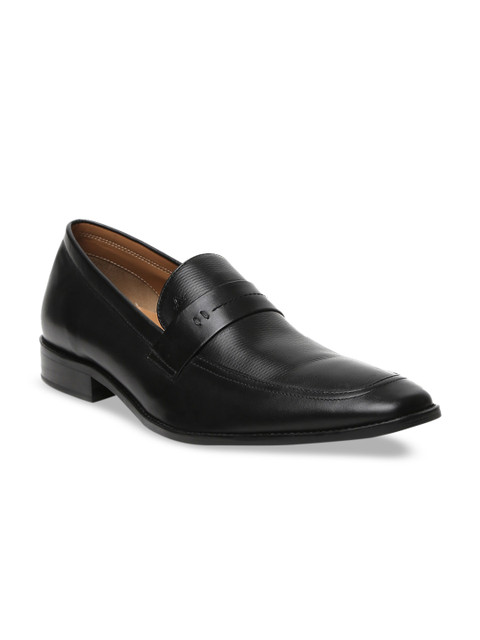

Arrow Men Black Textured Leather Formal Loafers