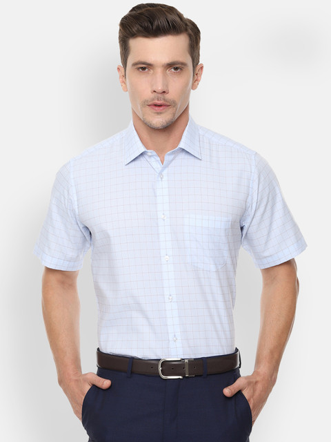 

Van Heusen Men Blue & Brown Checked Regular Fit Formal Shirt