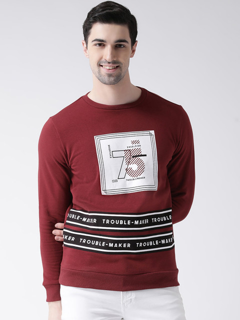 

Leo Sansini Men Maroon & Off-White Printed Sweatshirt