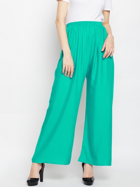 

AASK Women Sea Green Solid Straight Palazzos