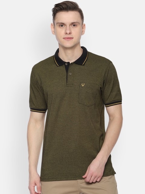 

Allen Solly Men Olive Green Solid Polo Collar T-shirt
