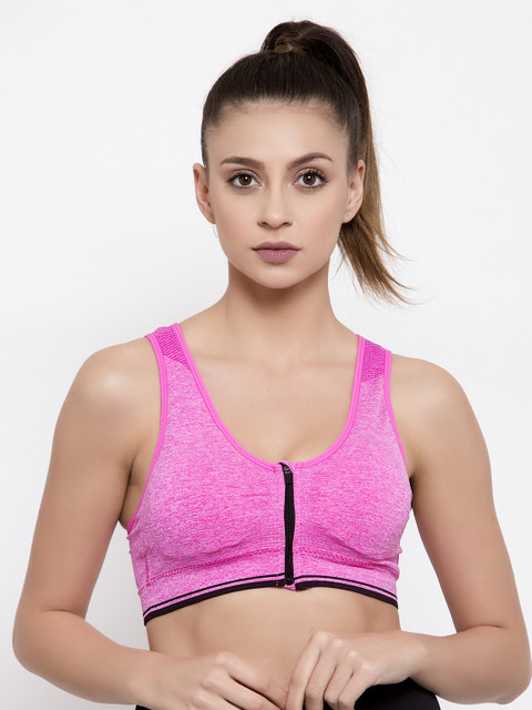 

Friskers Pink Solid Non-Wired Lightly Padded Sports Bra OO-3608-10