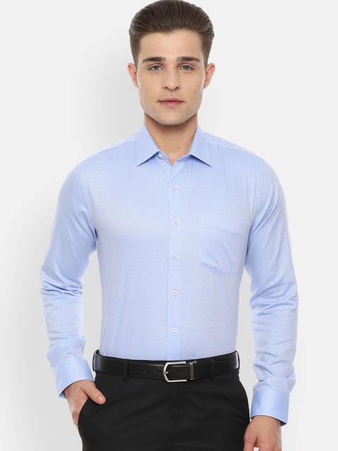 

Van Heusen Men Blue & Off-White Self Design Slim Fit Formal Shirt