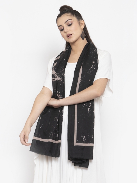 

J Style Women Black & Beige Printed Stole