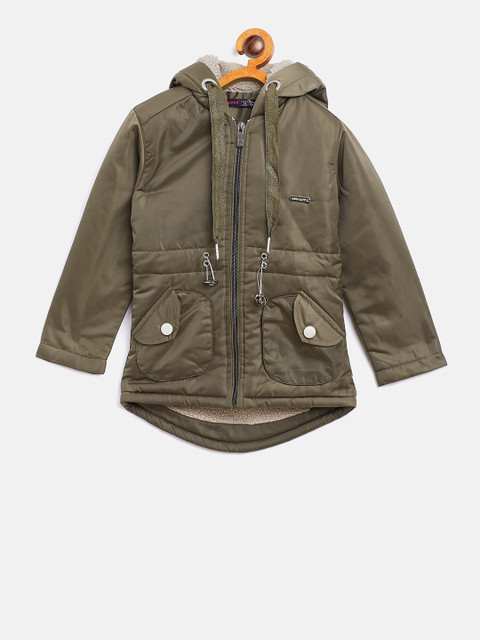 

Ziama Girls Olive Green Solid Lightweight Padded Jacket