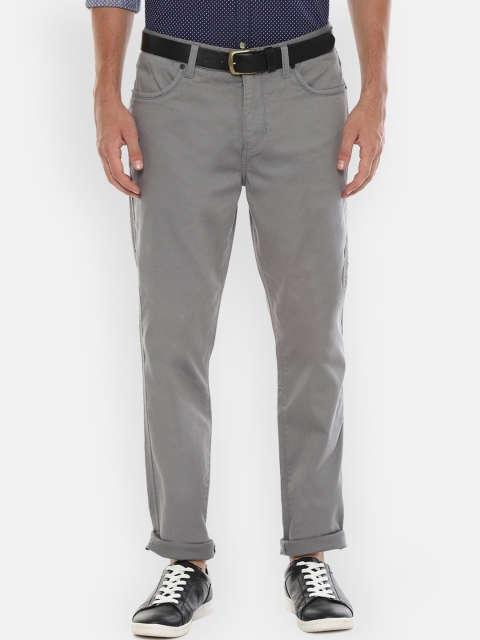 

People Men Grey Regular Fit Solid Regular Trousers
