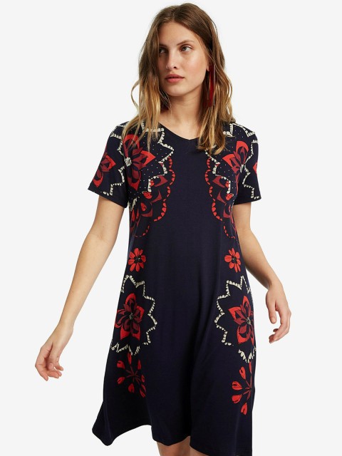 

Desigual Women Blue Printed T-shirt Dress