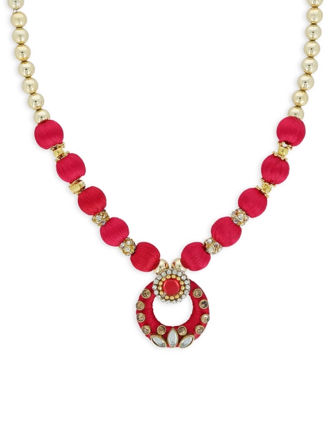 

AKSHARA Girls Red & Gold-Plated Alloy Handcrafted Necklace