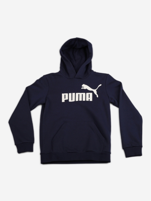 

Puma Boys Navy Blue & White ESS Logo Printed Hooded Sweatshirt