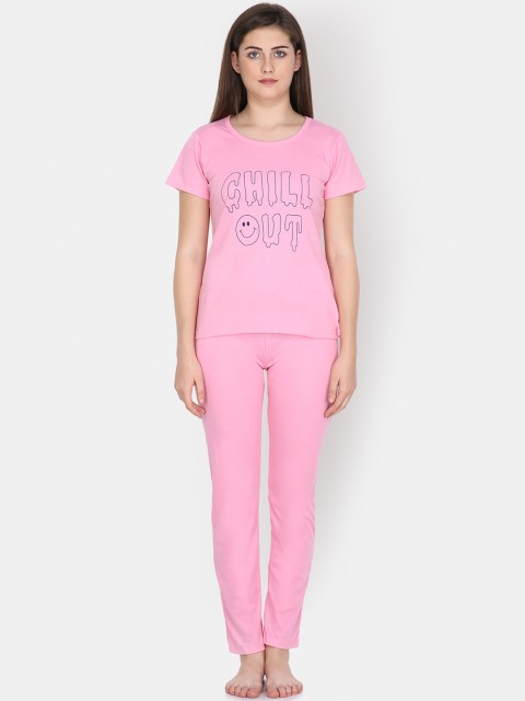 

Klamotten Women Pink & Blue Printed Nightsuit