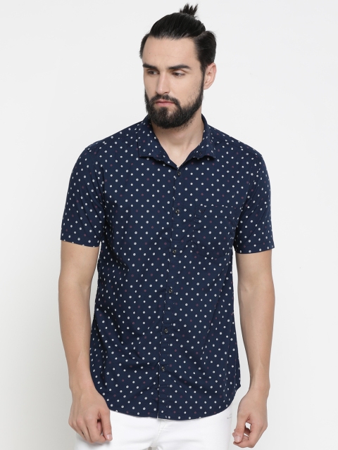

SHOWOFF Men Navy Blue & Off-White Printed Slim Fit Casual Shirt