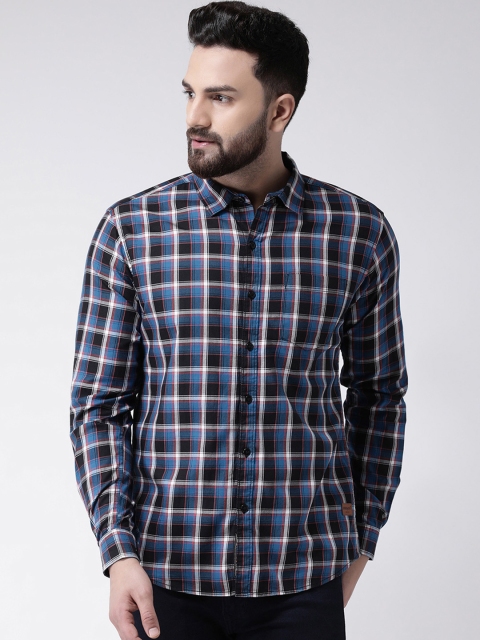 

Club York Men Blue & Black Slim Fit Checked Casual Shirt