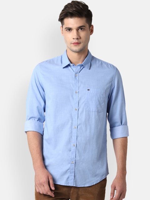 

Peter England Casuals Men Blue Slim Fit Self Design Casual Shirt