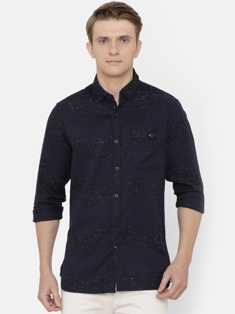 

AweTRend Men Navy Blue Slim Fit Solid Casual Shirt