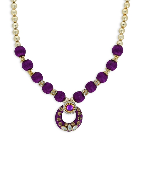 

AKSHARA Girls Gold-Plated & Purple Alloy Kundan Handcrafted Necklace