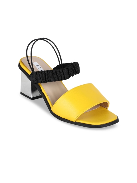 

ELLE Women Yellow & Black Solid Block Heels