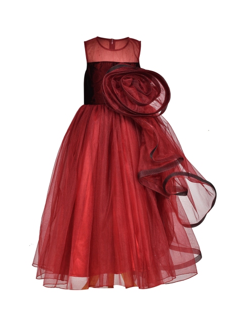 

Samsara Couture Girls Maroon Solid Maxi Dress