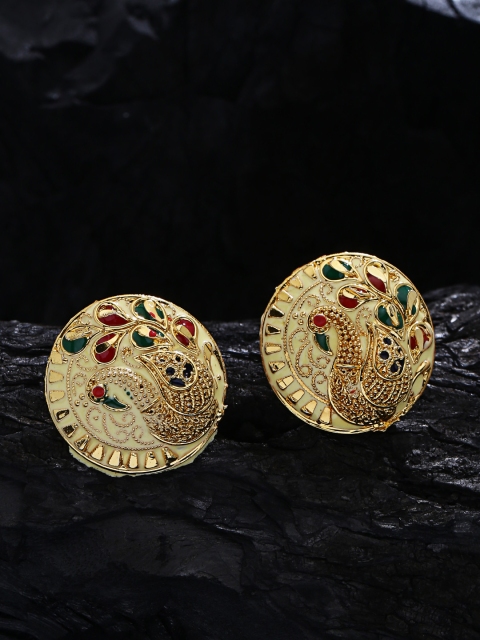 

ZeroKaata Gold-Plated & Red Peacock Shaped Studs