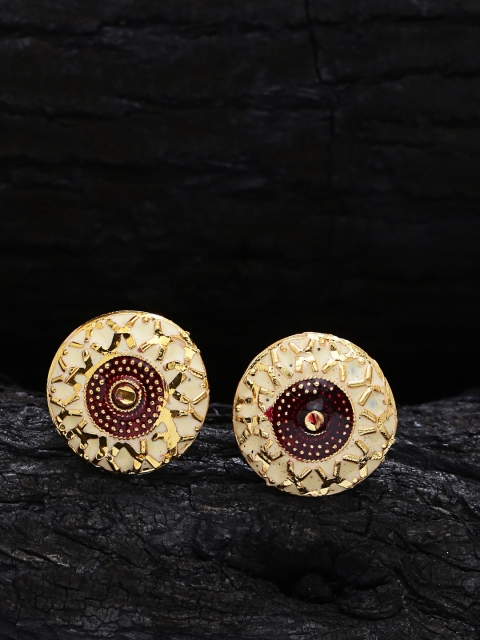 

ZeroKaata Gold-Plated & Cream-Coloured Circular Studs