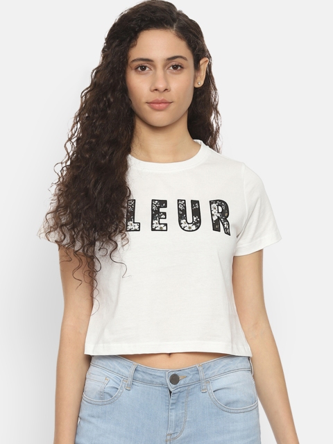 

People Women White Printed Pure Cotton Top