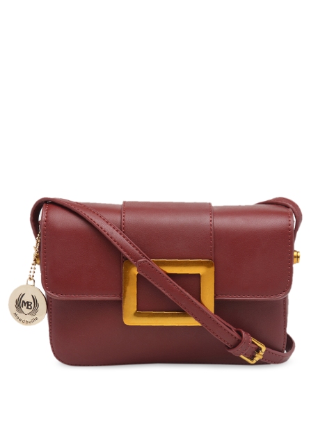 

Moedbuille Burgundy & Gold-Toned Solid Sling Bag