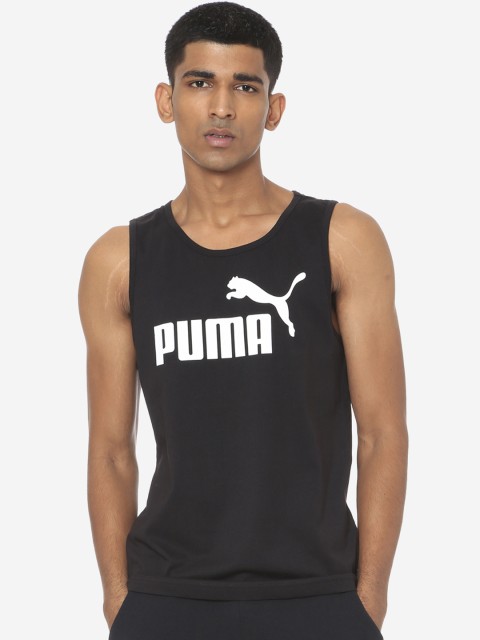 

Puma Men Black Printed Scoop Neck ESS Tank T-shirt