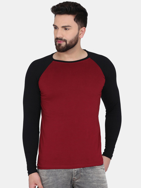 

KATSO Men Maroon Solid Round Neck T-shirt