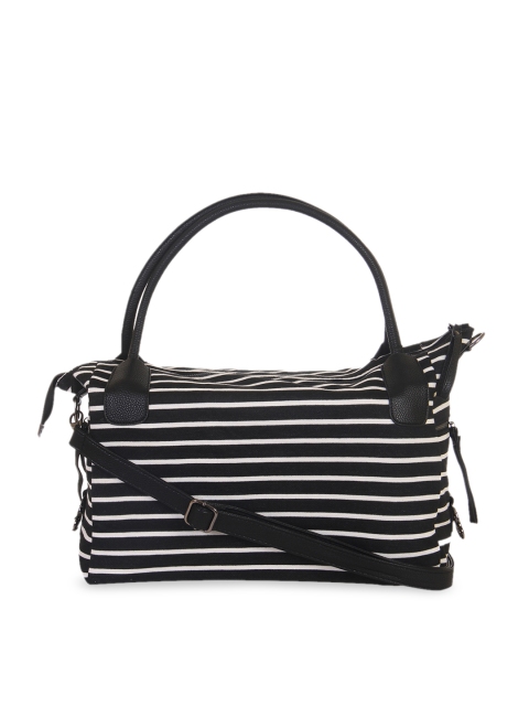 

red pout Black & White Striped Handheld Bag