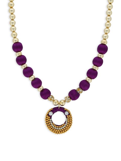 

AKSHARA Girls Purple & Gold-Plated Handcrafted Necklace
