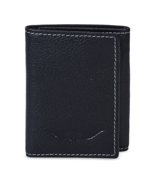 

CHRISTOPOLO Men Black Solid Three Fold Leather Wallet
