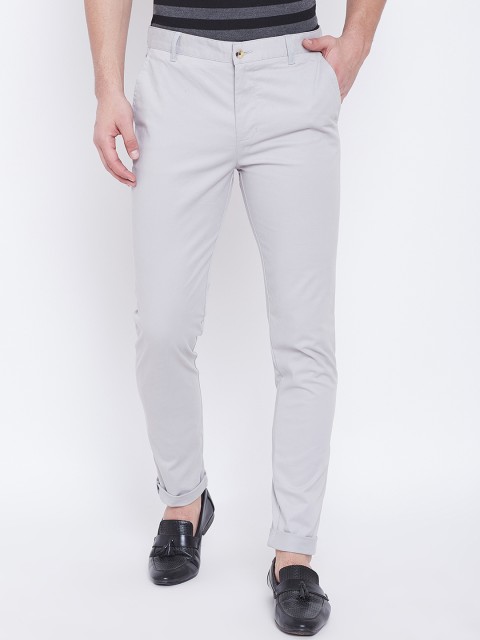 

JUMP USA Men Grey Slim Fit Solid Regular Trousers