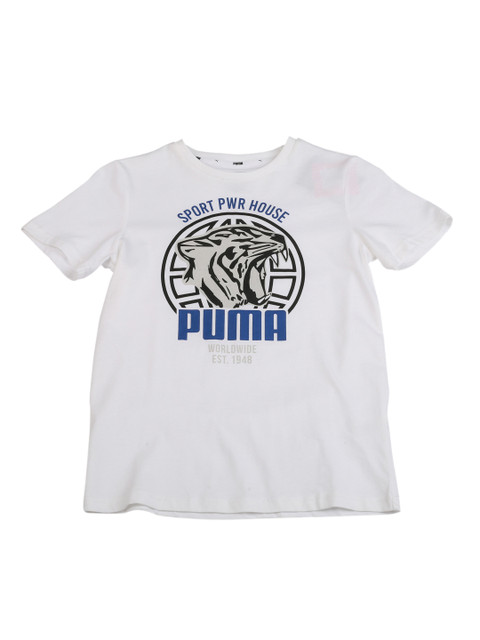 

Puma Boys White Printed Round Neck Alpha Graphic Tee B T-shirt