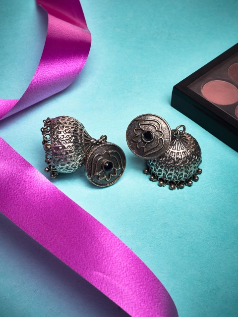 

ZeroKaata Silver-Plated Dome Shaped Jhumkas