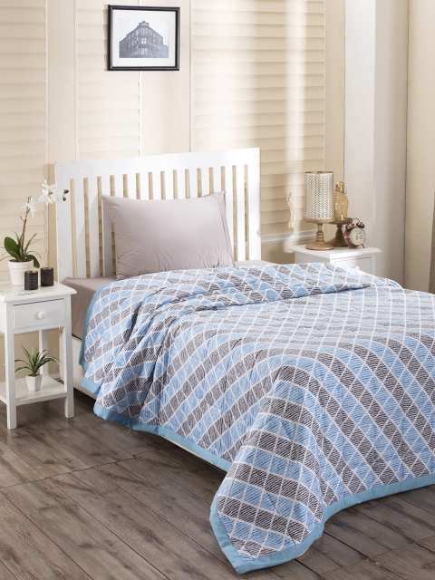 

MASPAR Blue & White Abstract AC Room 120 GSM Single Bed Comforter