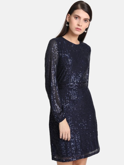 

Kazo Women Navy Blue Shimmer Sheath Dress