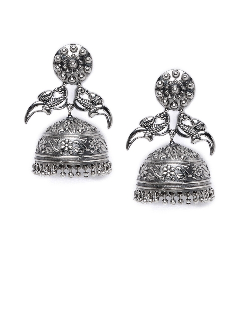 

ZeroKaata Silver-Plated Dome Shaped Jhumkas