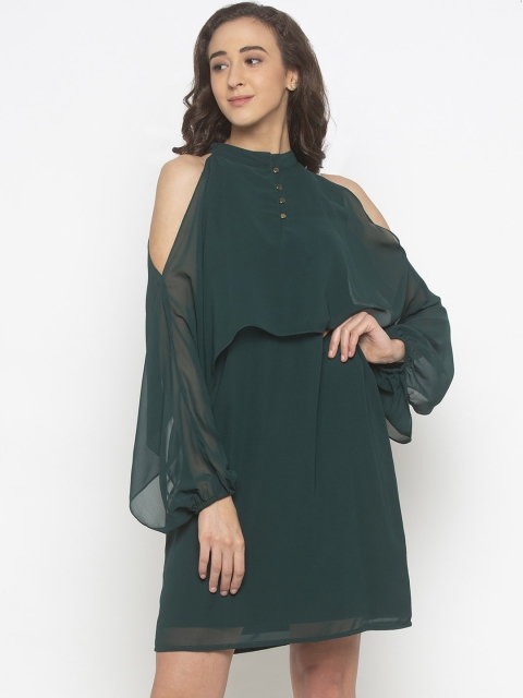 

Iti Women Green Solid A-Line Dress